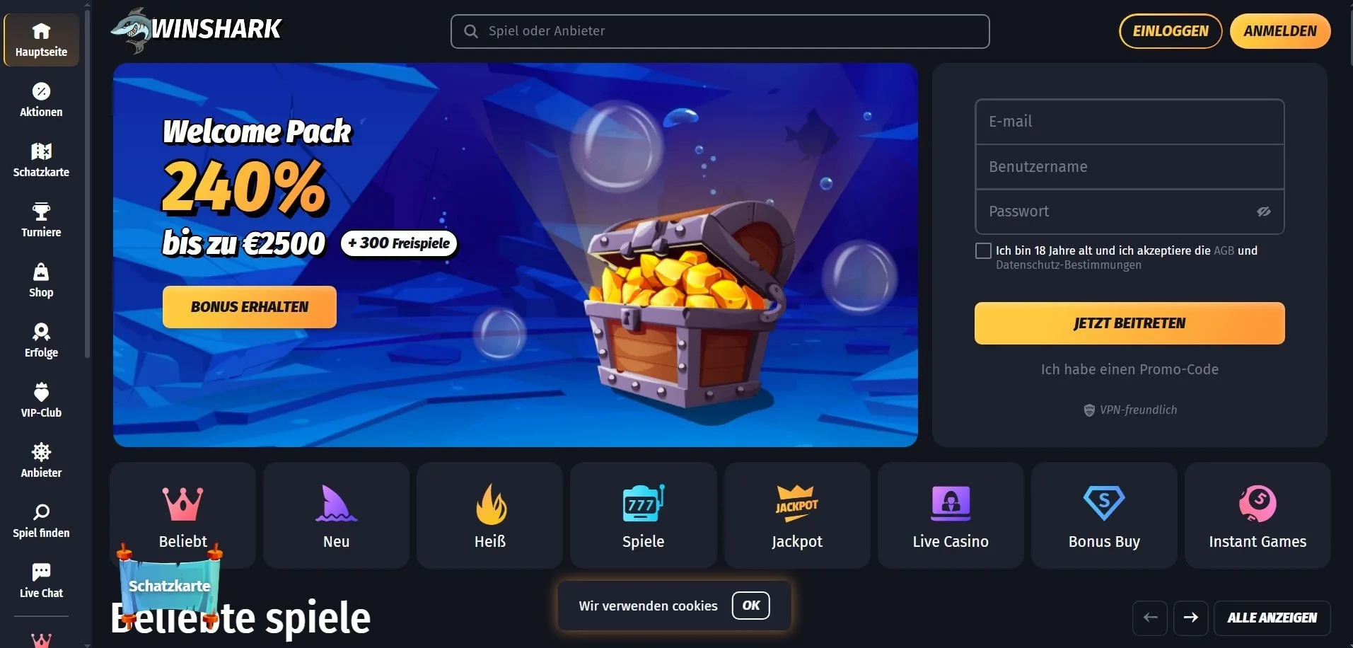 Winshark Casino Startseite